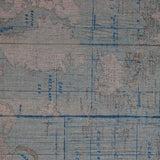 Square swatch Map fabric (vintage style faded map look fabric in natural and blue shades)