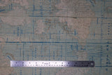 Flat swatch Map fabric (vintage style faded map look fabric in natural and blue shades)