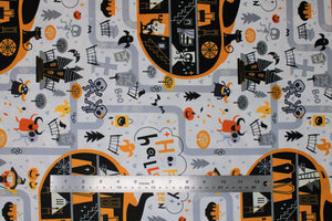 Group swatch Ghoultide Greetings themed fabrics in various styles/colours