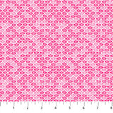 Square swatch Scales fabric (various shades of pink scalloped/scale printed fabric outlined in white)
