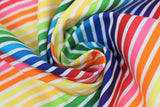 Swirled swatch remix fabric (ombre rainbow stripes separated with white stripes)