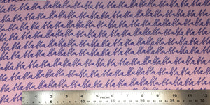 Group swatch cursive writing bla bla bla fabric in various colours