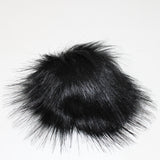Faux fox (long hair) pom pom in black (front)