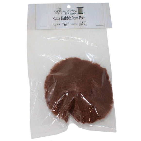 Faux Rabbit (Short Hair) Pom Pom in packaging (red)