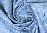 Swirled swatch silver/black and white hearts printed fabric in navy (medium blue)
