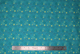 Flat swatch daisy printed fabric in aqua (yellow daisies on medium turquoise/aqua)