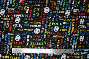 Group swatch assorted World Cup themed fabrics in various styles/colours
