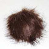 Faux fox (long hair) pom pom in brown (front)