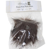 Faux fox (long hair) pom pom in packaging (brown)