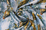 Swirled swatch Underwater fabric (illustrative water print look fabric with tossed full colour lake fish)