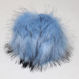 Faux fox (long hair) pom pom in blue (front)
