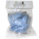 Faux fox (long hair) pom pom in packaging (blue)