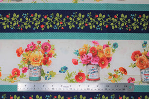 Group swatch assorted flower themed fabrics in various styles and colours