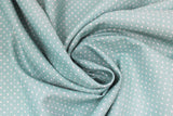 Swirled swatch dots fabric (aqua fabric with tiny white polka dots)