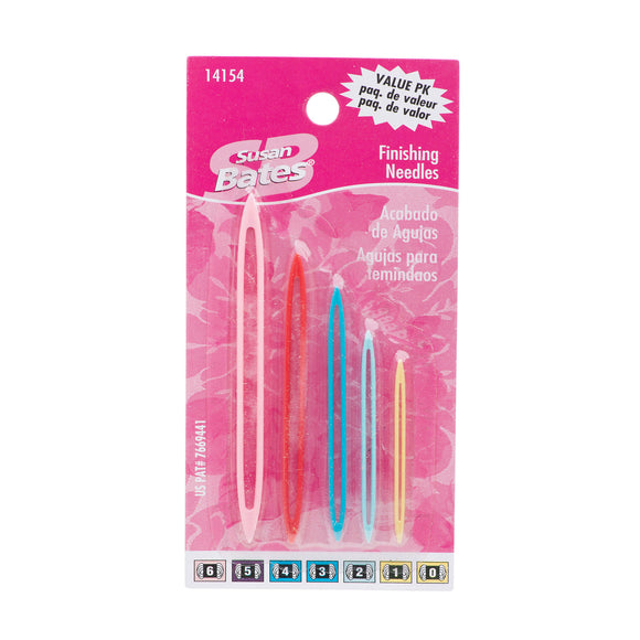 Pack of 5 finishing needles in assorted sizes/colours