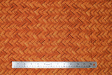 Flat swatch Brown Braid fabric (bamboo look chevron style basket weave allover print fabric)