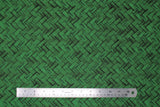 Flat swatch Green Braid fabric (bamboo look green chevron style basket weave allover print fabric)