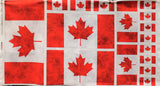 Full panel swatch - Canadian Flags Panel (44" x 24") (rectangular horizontal neutral panel with several variously sized Canadian flags - one xl, two large, 2 medium and 11 smalls)