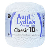 A spool of Aunt Lydia's Crochet Thread in White