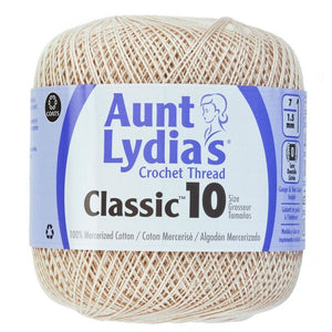 A spool of Aunt Lydia's Crochet Thread in White