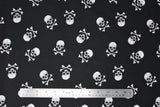 Flat swatch skulls fabric in big (black fabric with big white skull and crossbones tossed allover)