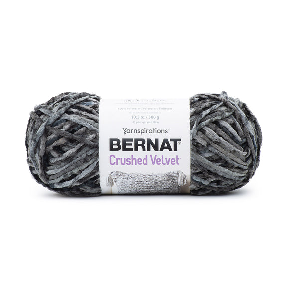A ball of Bernat Crushed Velvet in colourway Deep Grey