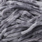 Swatch of Bernat Velvet yarn in shade vapor grey (medium grey)
