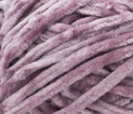 Swatch of Bernat Velvet yarn in shade shadow purple (pale dark purple/grey)