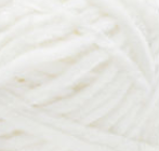 Swatch of Bernat Velvet yarn in shade white