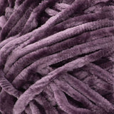 Swatch of Bernat Velvet yarn in shade prince (dark purple)