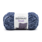 Ball of Bernat Velvet yarn in shade Indigo Velvet (dark pale blue)