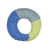 Blanket O'Go yarn ball in colourway Scuba (pale grey blue, pale lime, medium blue sections)
