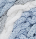 Above the Clouds (blue, white, grey) swatch of Bernat Baby Blanket Stripes