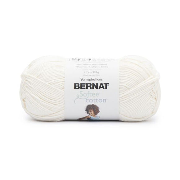 A ball of Bernat Softee Cotton yarn in shade Cotton (off white)