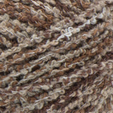 Swatch of Bernat Tweedie yarn in shade sand banks (white/tan/browns colourway with tweed like texture)