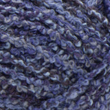 Swatch of Bernat Tweedie yarn in shade blue grotto (light to dark blue/purple colourway with tweed like texture)
