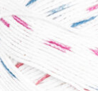 Marble Print (white with bright pink, blue and orange flecks) swatch of Bernat Handicrafter Cotton