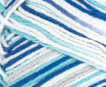 Anchors Away Ombre (navy, light blue, white) variegated swatch of Bernat Handicrafter Cotton