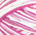 Patio Pinks (bright pink, pale pink, light mauve, white) variegated swatch of Bernat Handicrafter Cotton