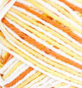 Creamsicle Ombre (orange, light yellow, white) variegated swatch of Bernat Handicrafter Cotton