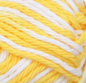 Small ball (42.5g) of variegated Bernat Handicrafter Cotton in colourway Lemon Swirl (bright yellow and white)