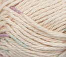Potpourri Ombre (ivory with flecks of light purple and blue) swatch of Bernat Handicrafter Cotton