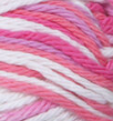 Patio Pinks (white, bright pink, mid pink, soft magenta) variegated swatch of Bernat Handicrafter Cotton