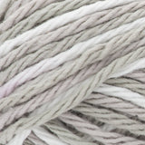 Griege Ombre (light warm grey, light cool grey, off white) variegated swatch of Bernat Handicrafter Cotton