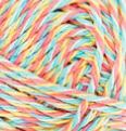 Candy Sprinkles Twist (bright pink, bright turquoise, pale spring green, light yellow) swatch of Bernat Handicrafter Cotton Twists