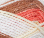 Natural Stripes (coral, mid brown, ivory, white) swatch of Bernat Handicrafter Cotton Stripes