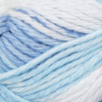 Tie Dye Stripes (light blue, pale tropical blue, white) swatch of Bernat Handicrafter Cotton Stripes