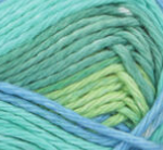 Country Stripes (mid green, turquoise, spring green,  mid blue) swatch of Bernat Handicrafter Cotton Stripes