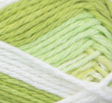 Lime Stripes (spring green, light spring green, white) swatch of Bernat Handicrafter Cotton Stripes
