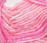 Pinky Stripes (bright pink, light pink, white) swatch of Bernat Handicrafter Cotton Stripes